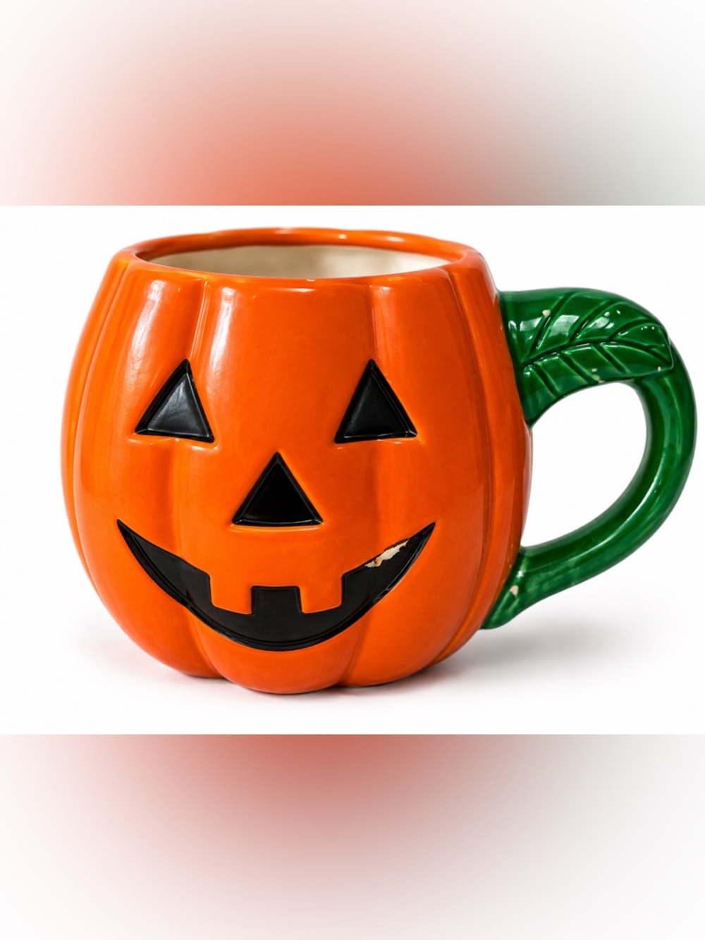 Vintage Orange Halloween Jack-O'-Lantern Ceramic Mug Decor 1996